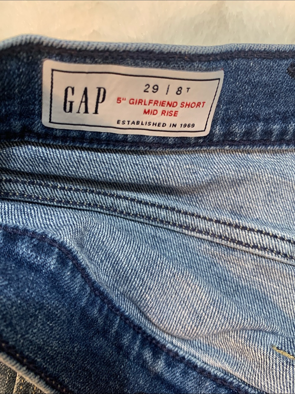 GAP Blue Denim Button-Front Women’s Bermuda Shorts- Girlfriend Short/Mid-rise - Picture 5 of 7